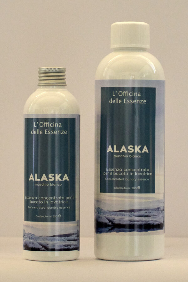 Essenza ALASKA DEG per bucato, flaconi da 250 ml e 500 ml con profumo fresco e cristallino ispirato ai ghiacci