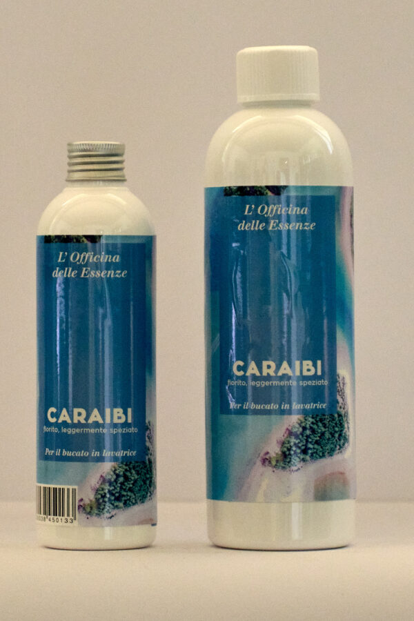 Essenza profumata CARAIBI DEG per bucato, flaconi da 250 ml e 500 ml con fragranza tropicale fresca e fruttata