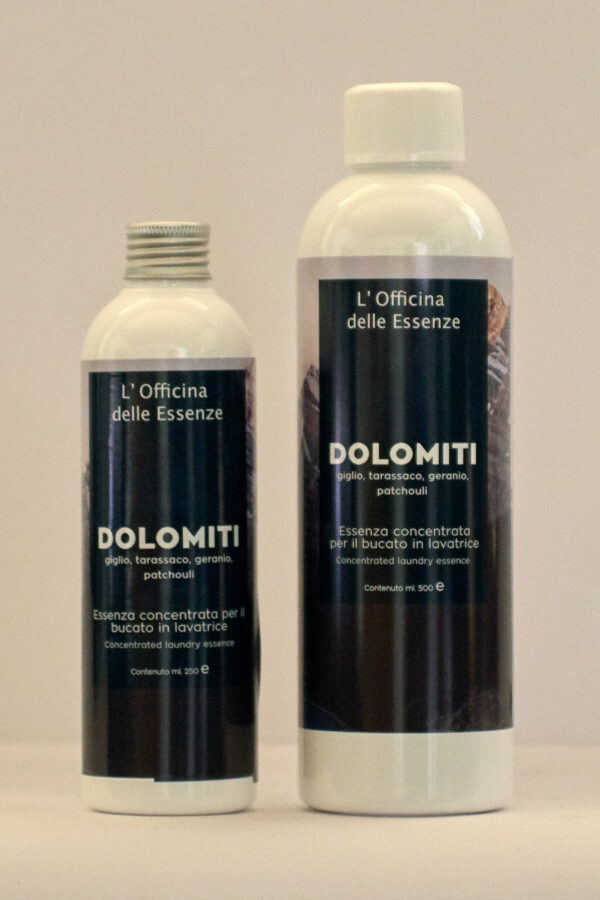 Essenza DOLOMITI DEG per bucato, flaconi da 250 ml e 500 ml con profumo fresco ispirato ai boschi di montagna