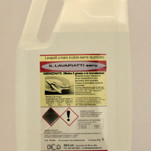 Foto del LAVAPIATTI SANY di DEG Detergenti, detergente liquido a pH neutro per il lavaggio manuale di piatti, bicchieri e utensili, con azione igienizzante e profumazione fresca, disponibile in formati da 5, 10 e 25 kg