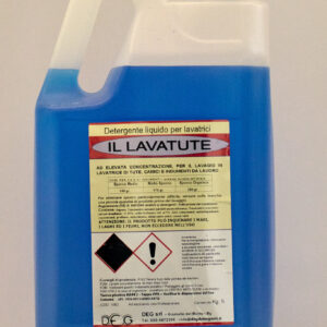 Detergente liquido Il LAVATUTE DEG per tute da lavoro, flacone da 5 kg per rimozione olio e grasso in lavaggi industriali