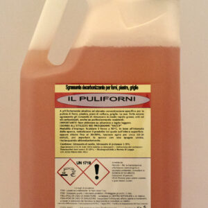 PULIFORNI DEG detergente sgrassante per forni e griglie, flaconi da 750 ml a 10 kg con azione decarbonizzante