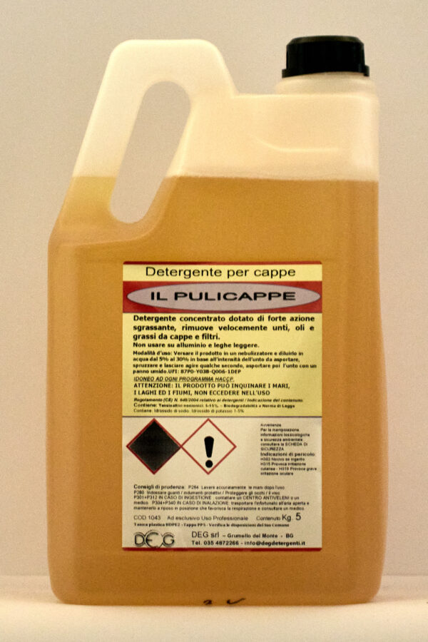 PULICAPPE DEG sgrassante professionale per cappe e superfici lavabili, flaconi da 1 a 10 kg con azione rapida