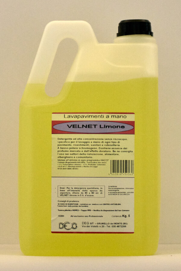 VELNET DEG detergente profumato per pavimenti, flaconi da 1 a 10 kg con formula delicata e profumazioni fresche