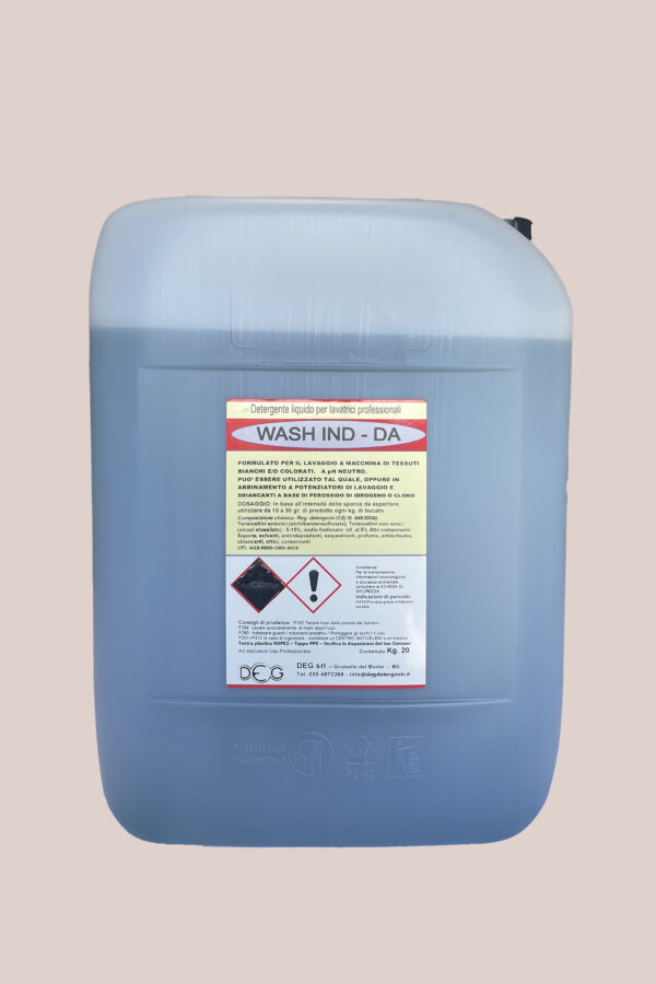 Detergente alcalino liquido WASH IND-DA DEG per superfici industriali, flacone da 5 kg per rimozione grasso e oli