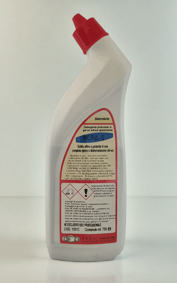 Gel disincrostante WC PUL-G con azione igienizzante – prodotto da DEG detergenti