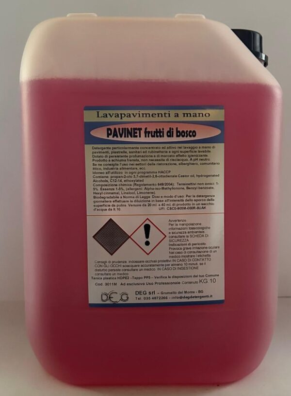 Detergente superconcentrato PAVINET Bluline Deg per pavimenti, sanitari, piastrelle, rubinetteria, conforme HACCP